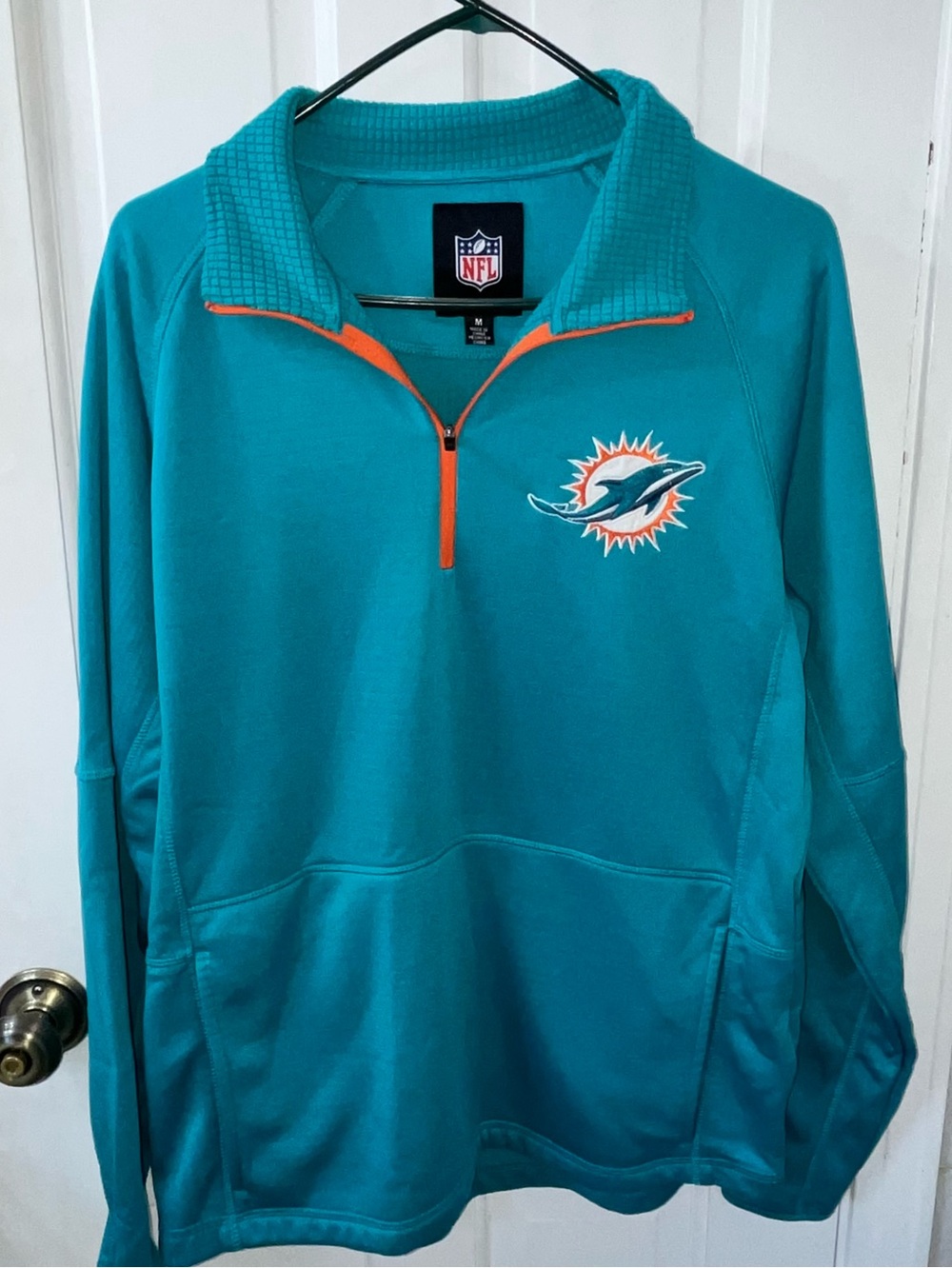 NFL Miami Dolphins Aqua Quarter-Zip Pullover Jacket - Men's Size Medium
